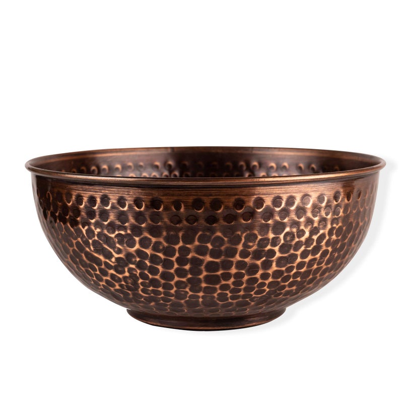 GoCraft Antique Copper Mixing Bowl 7.5" â€“ Handcrafted Hammered Copper Bowl for Whisking Eggs, Tossing Salad, Serving, or Kitchen DÃ©cor â€“ Vintage Style Serveware - Image 1
